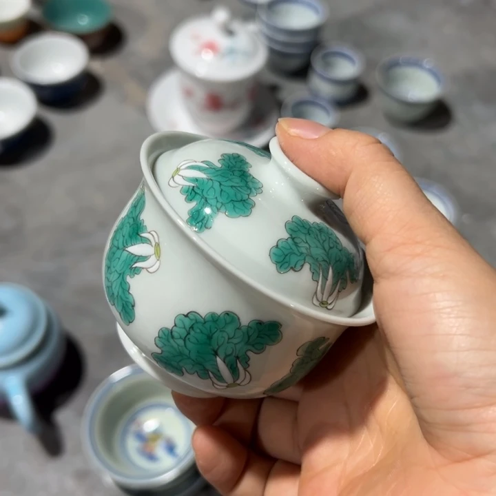 手绘粉彩小盖两才的
