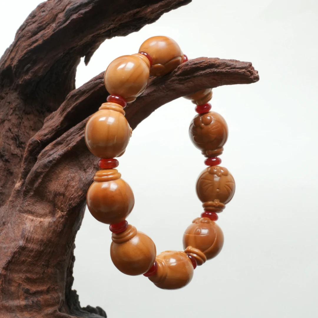 哆啦A梦橄榄核手串纯手工雕刻手串男手串女童趣机器猫文玩核雕