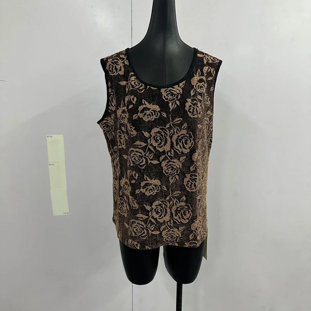 妙唐亮丝时尚大码新款弹力女士上衣背心2667金花