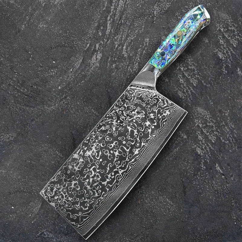 《影》鲍鱼壳雨滴纹中式切片10cr15mov硬度60±62家用刀