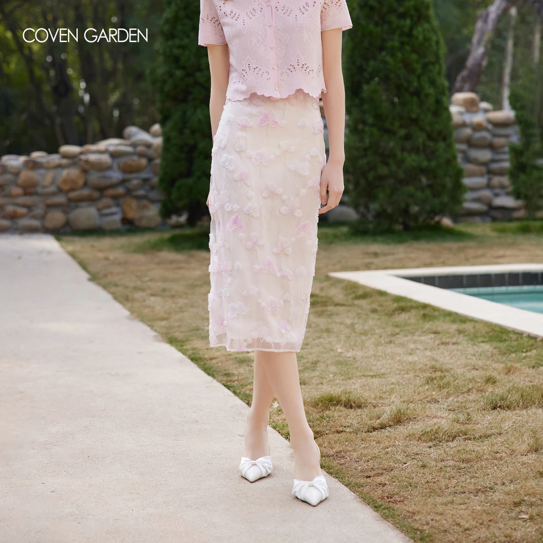 哥文花园 网纱a字碎花半身裙 CLA2074070 COVEN GARDEN