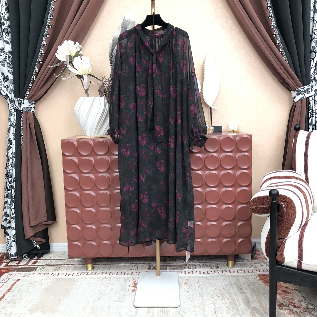 【A443】时尚新款民族风迪拜服饰简约夏季长款精致连衣裙