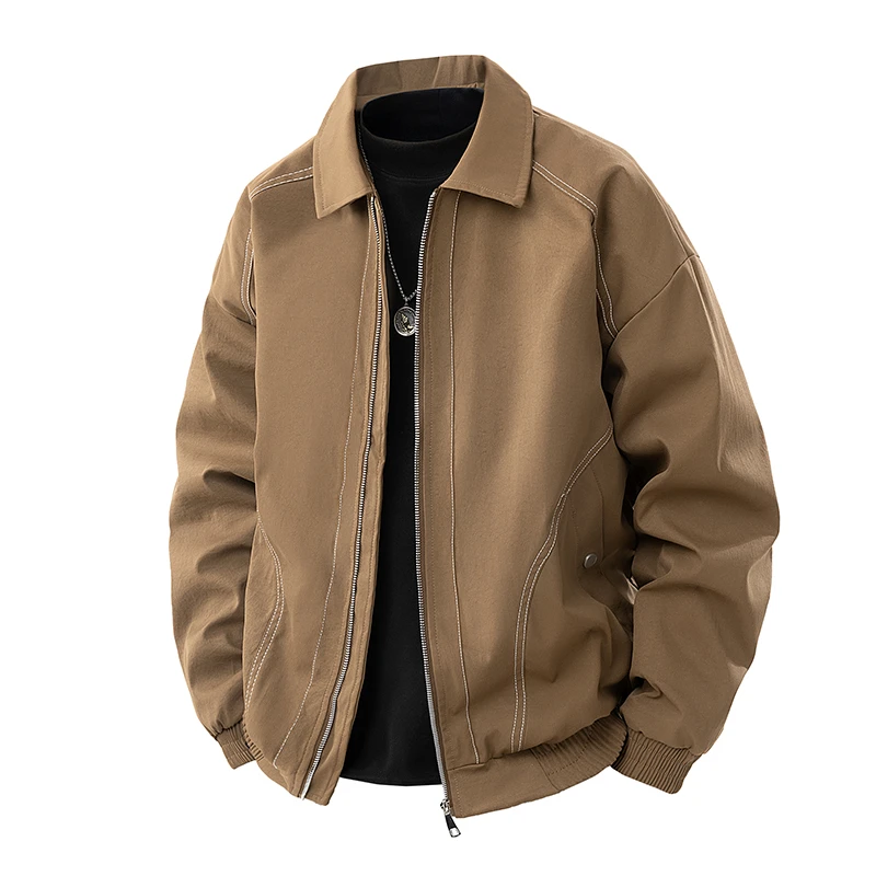 FIWA2025春季新装美式高街廊形飞行夹克潮牌翻领百搭休闲情侣外套