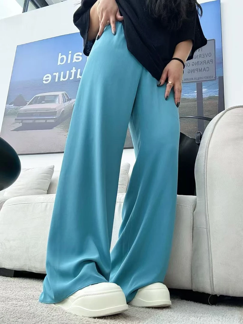 『LZZ』~微胖穿搭~夏季欧若风时尚百搭简约凉爽抖抖直筒宽腿拖地裤