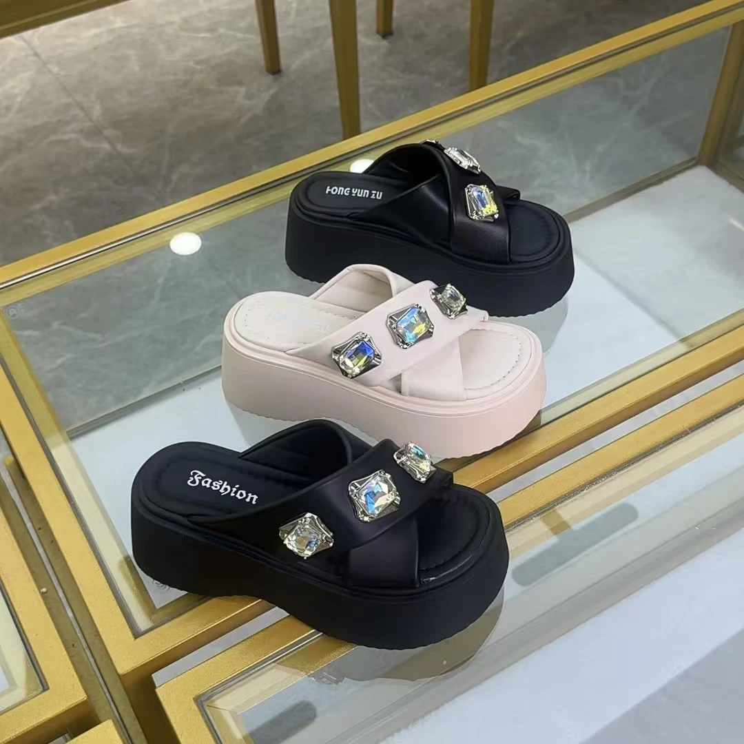 【ZS】拖鞋女2025夏季新款时尚休闲百搭夏季外穿厚底高跟坡跟10