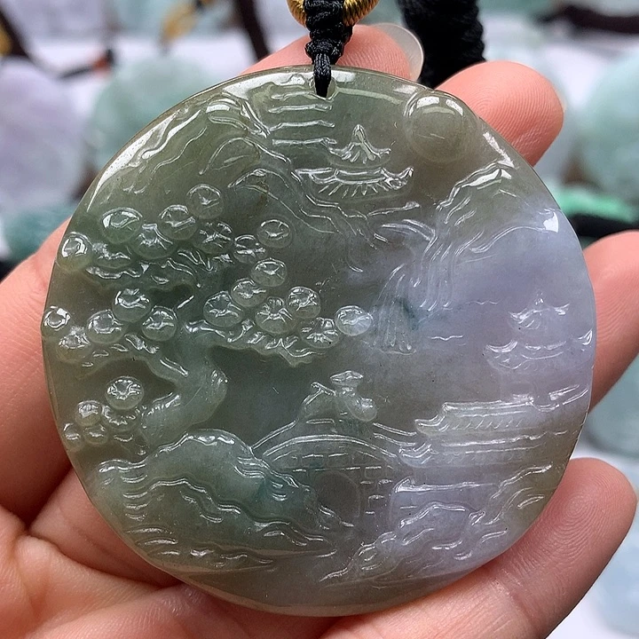 翡翠未镶嵌颈饰山水福利洒黄翡福利