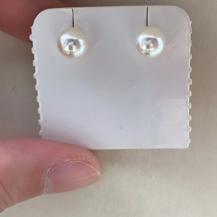 海水珍珠银S925镶嵌耳饰7.5-8mm ak