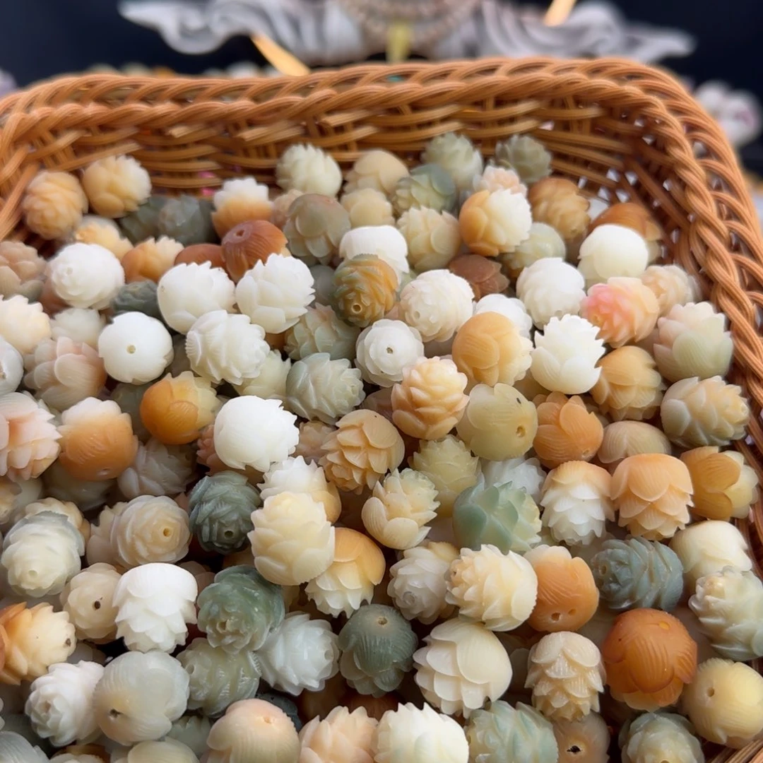 菩提根/象牙果吊坠瑕疵卡17-18多色莲花100颗批发不挑瑕
