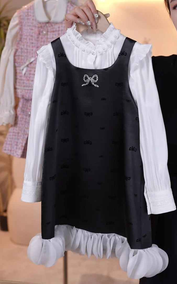 【幂公主】2025春季新款女童连衣裙时尚洋气甜美风套装MJC252017