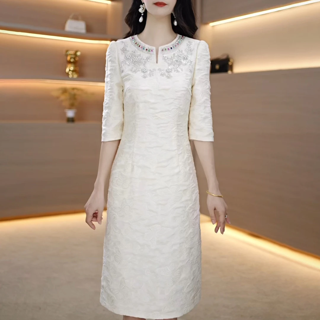 2025早春新款A2680气质遮肉显瘦大码连衣裙女修身女装连衣裙