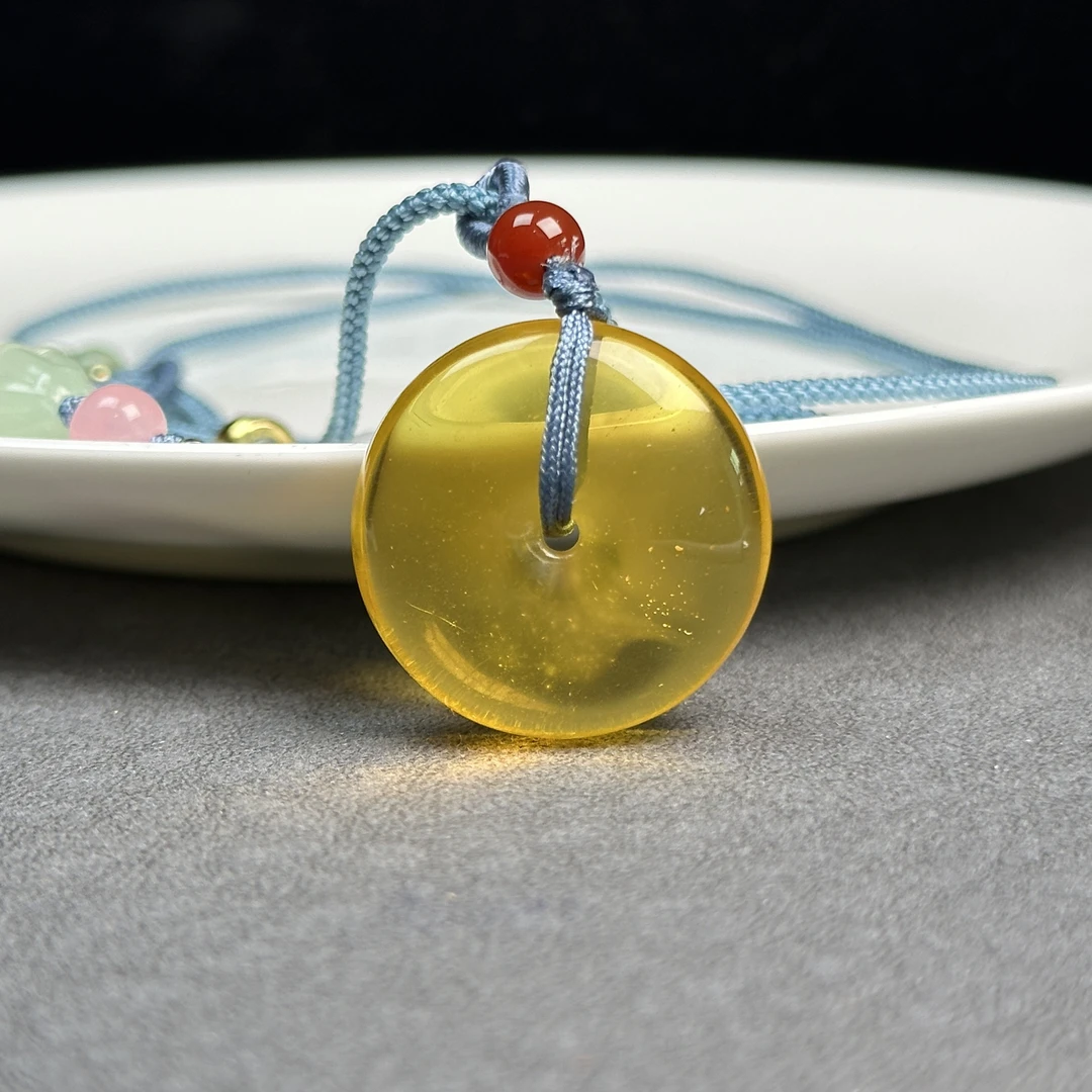 R7051天然原矿俄料蜜蜡 金珀平安扣 25.3*10mm支持复检