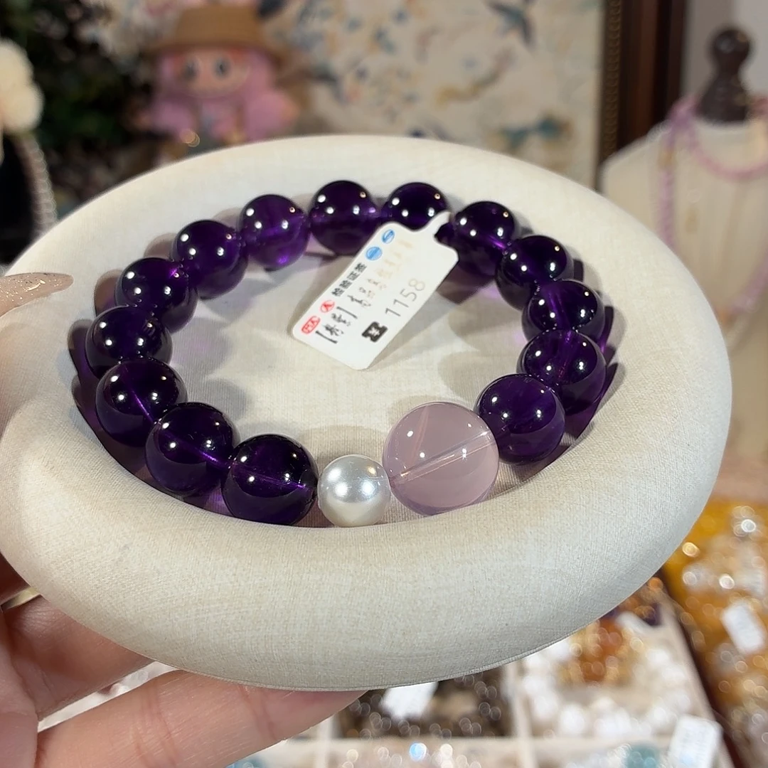 未镶嵌手串紫晶乌拉圭紫水设计款13+