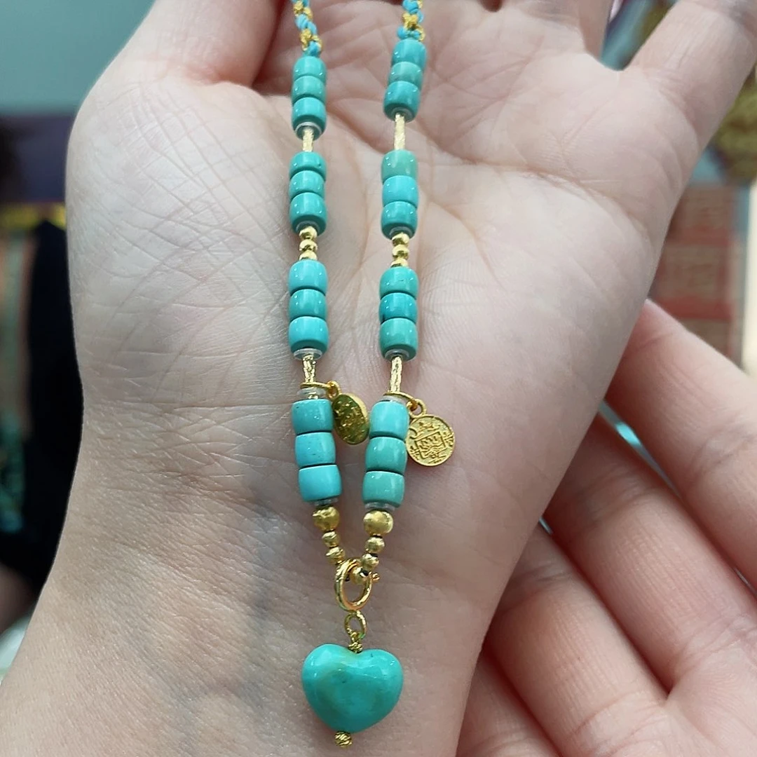 绿松石颈饰18K金镶嵌