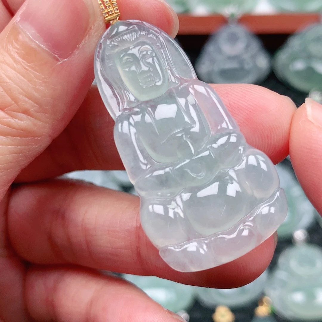 翡翠吊坠(不含链)18K金镶嵌