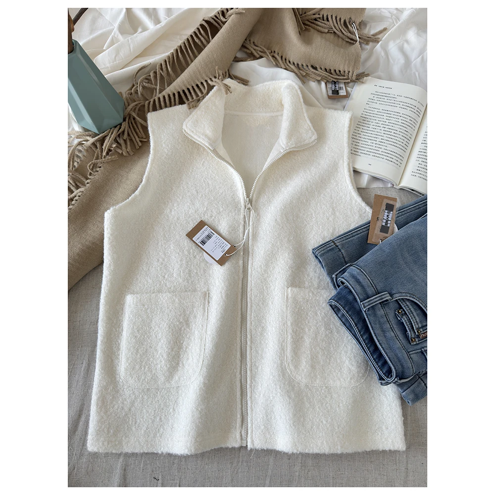 B259  秋冬拉链短款宽松型立领冬季薄款马夹无袖韩版时尚休闲