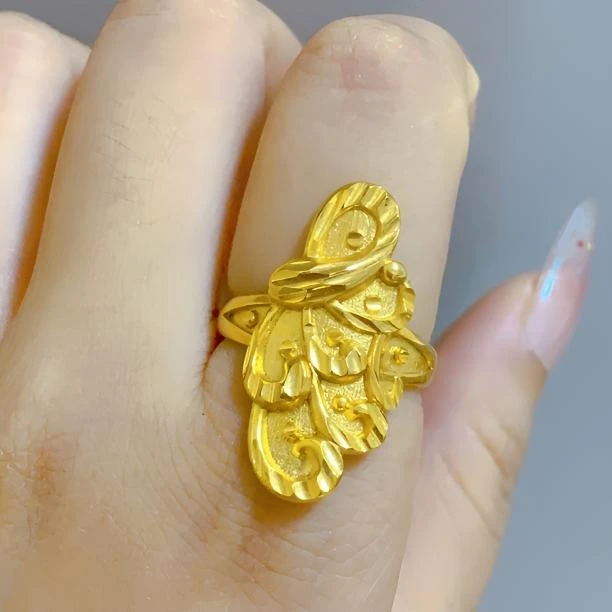 铜合金戒指 长款个性凤尾戒指 开口可调节防水不掉色A70