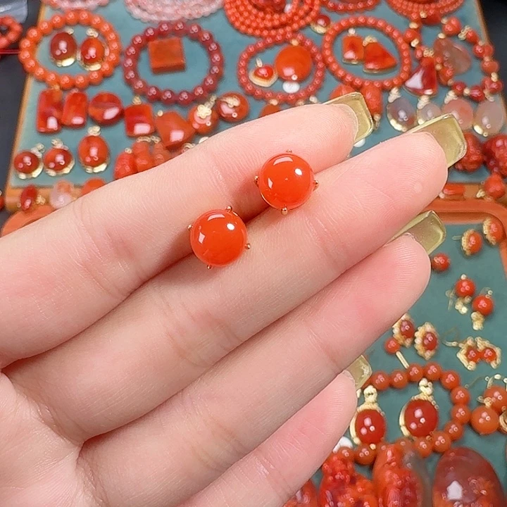 南红玛瑙银S925镶嵌8+