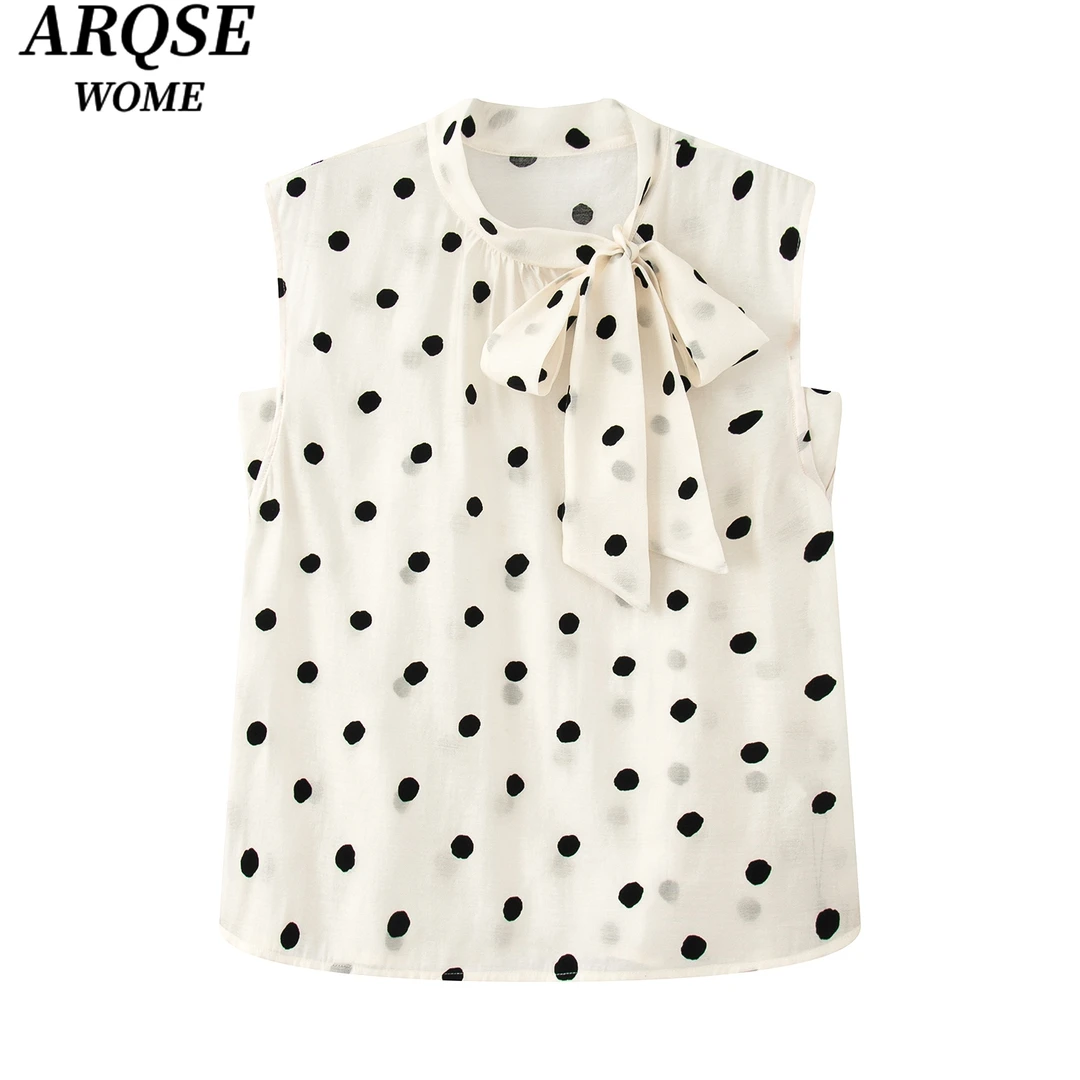 【艾家商场同款】2025夏季新品款气质波点无袖衬衫上衣女6925