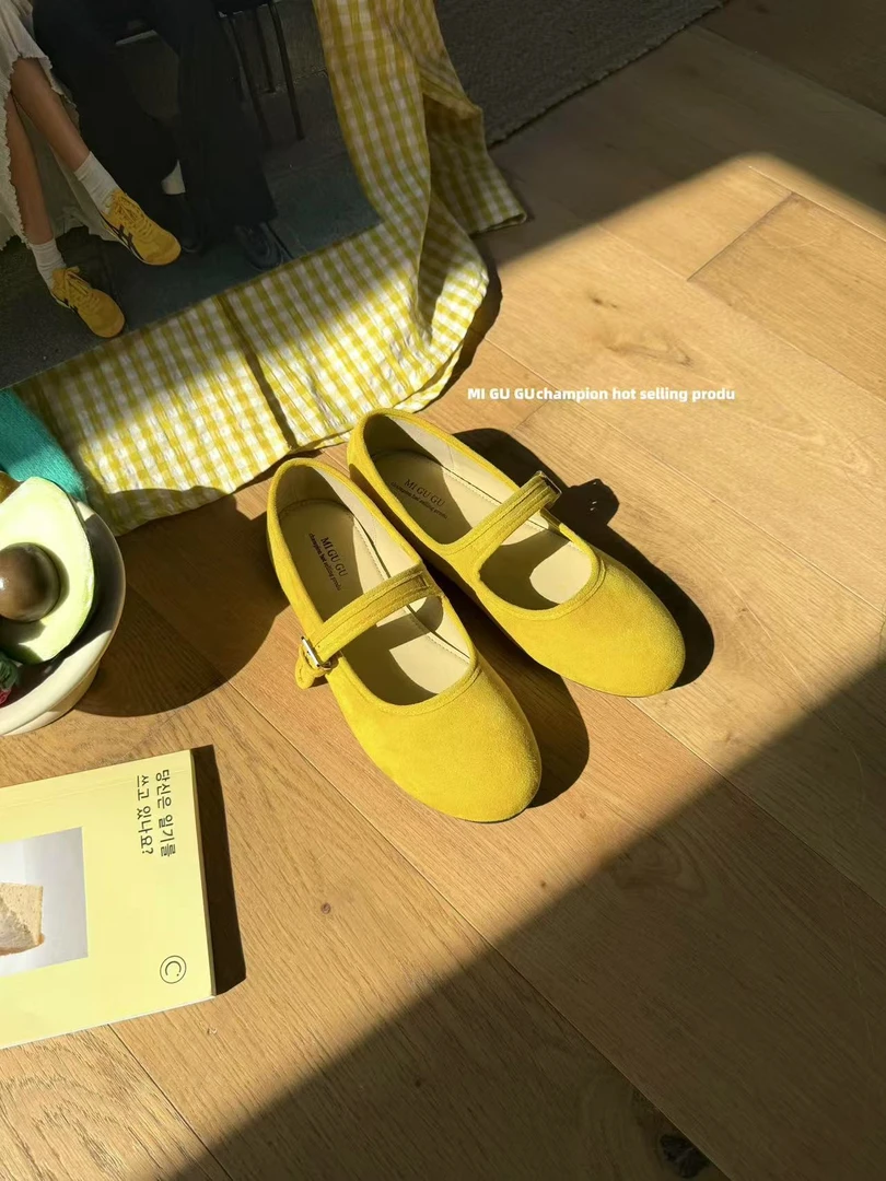 韩系超绝少女感一字扣软底单鞋26-2 跟高约2公分