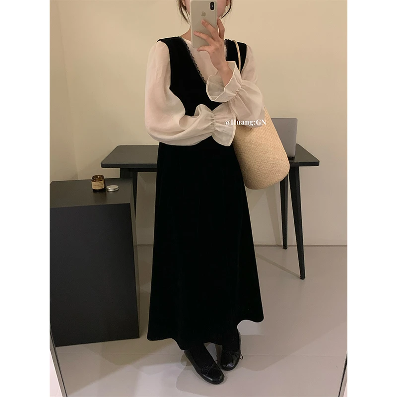 (清清)丝绒无袖连衣裙-9908（不含内搭）