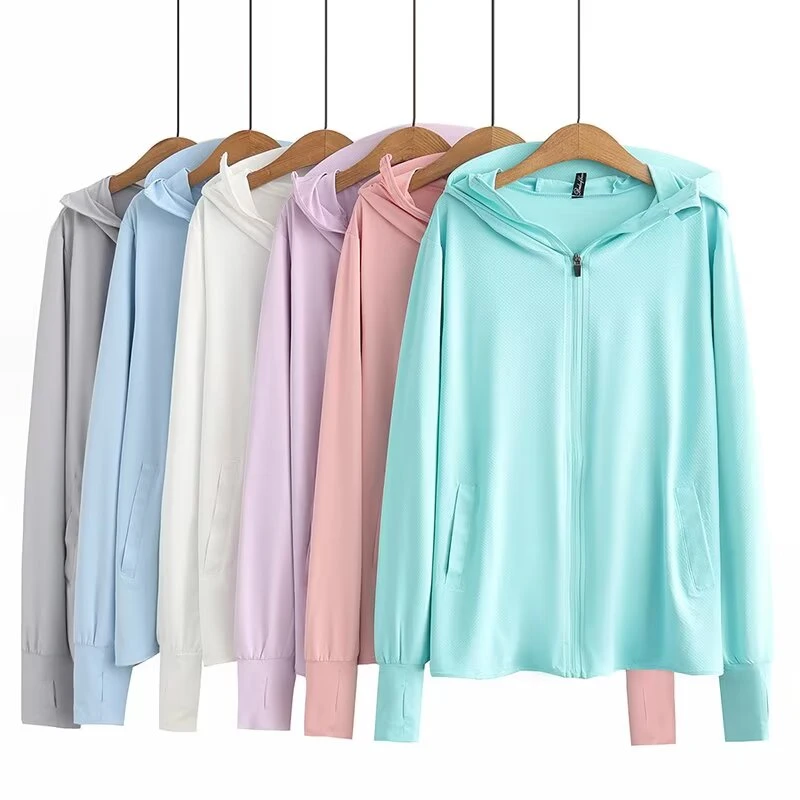 OS2207简约百搭拉链透气防晒衣大码女装胖mm带帽沿轻薄开衫外套夏