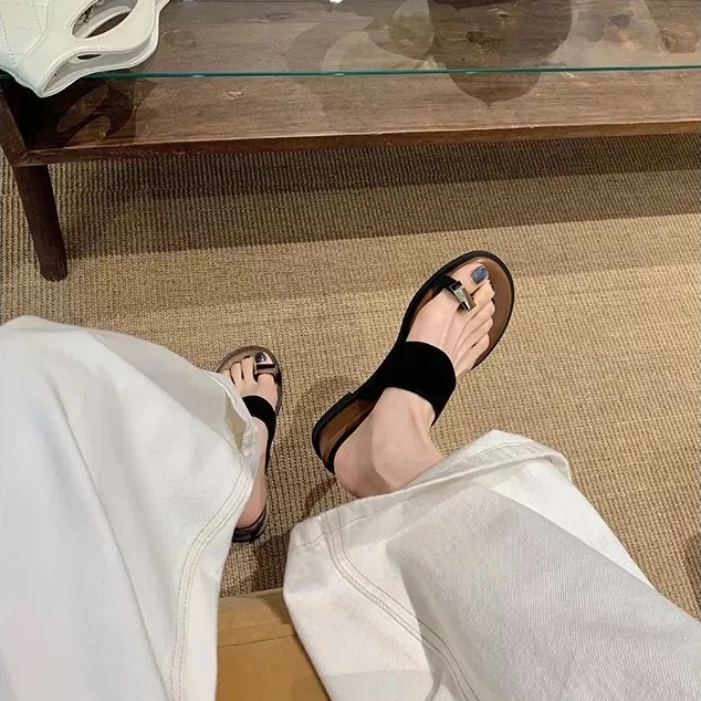 厚底拖鞋女鞋外穿增高套趾凉拖鞋女夏季一字带平底休闲沙滩凉拖鞋