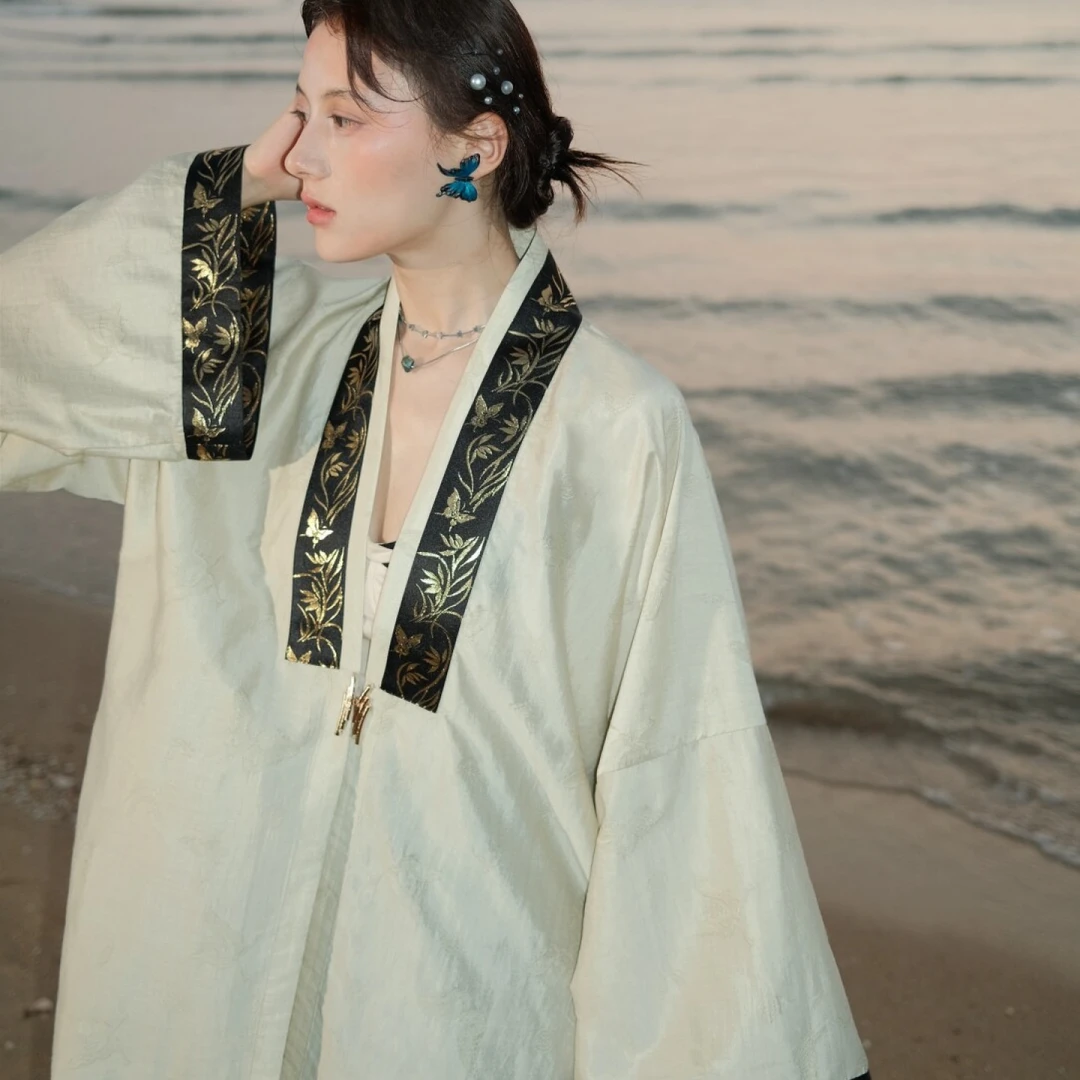 粼夕squama【蝴蝶诗人】原创明制合领对襟长衫新款现货改良汉服
