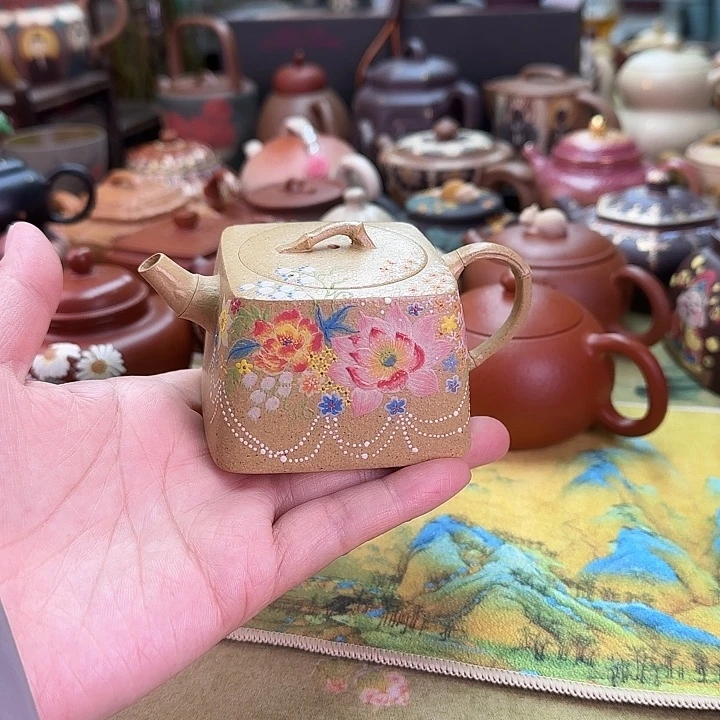 紫砂茶壶四方竹段