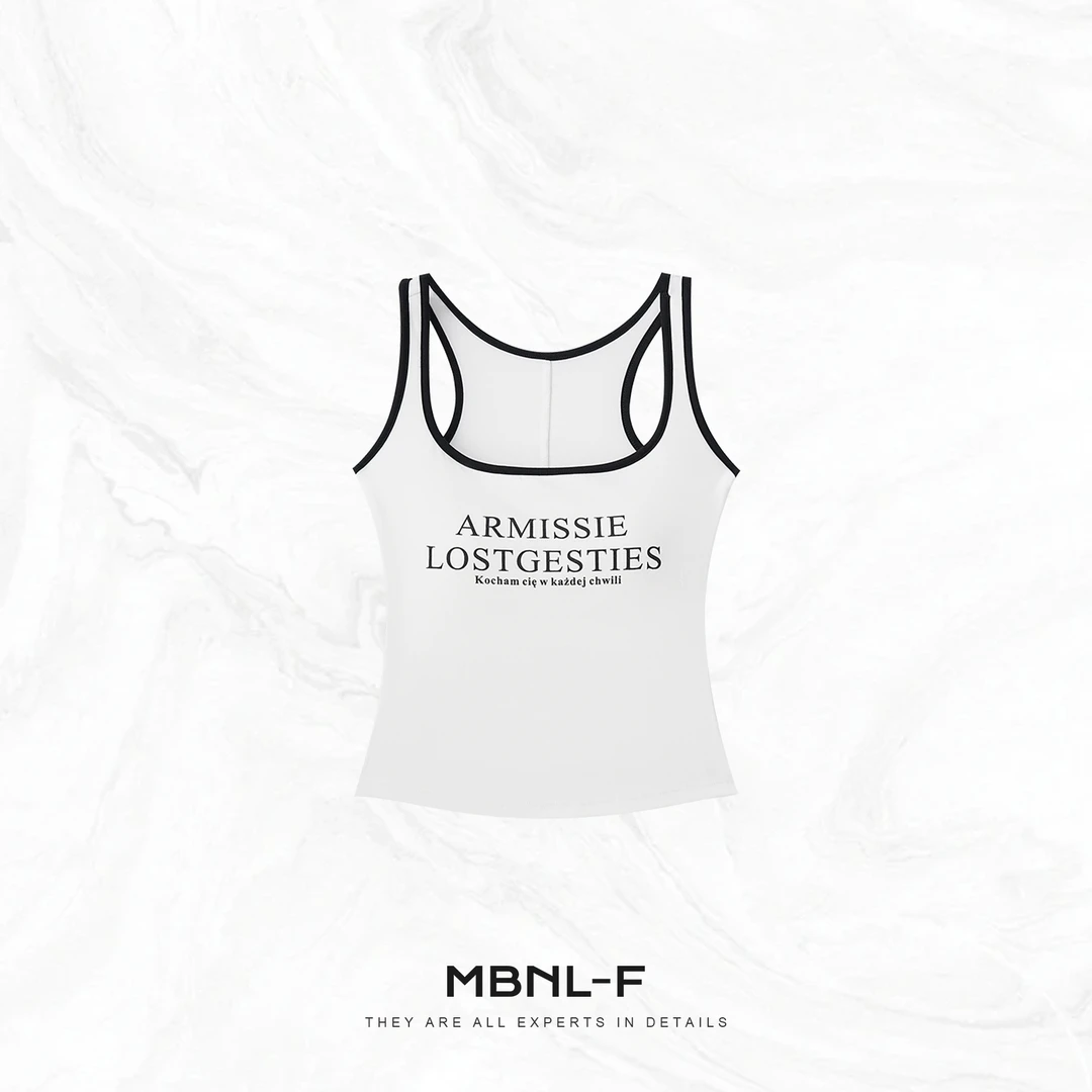 MBNL-F 都市度假风休闲字母无袖背心-含胸垫 秦磊XM-XBX3621