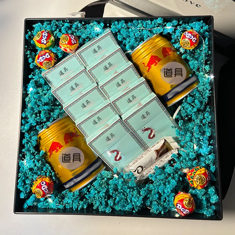 情人节方形满天星花束礼盒装烟情人节生日礼物送男友老公diy