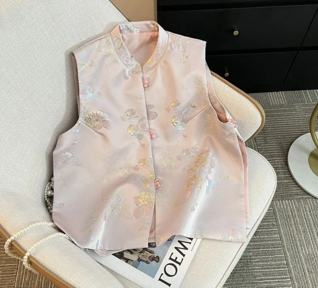 【花之恋】新中式国风织锦缎织绣文艺金丝提花春季新款气质马甲