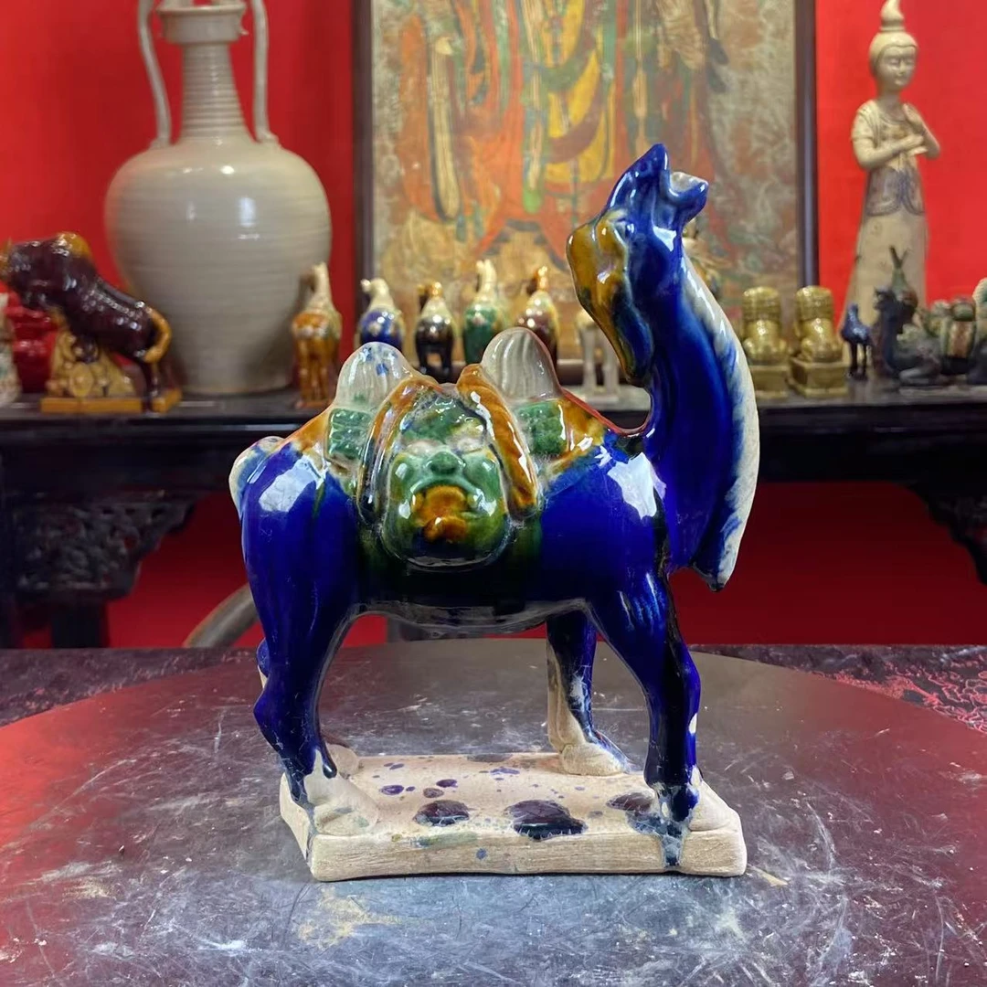 常规骆驼蓝色 通用链接 唐三彩陶瓷三彩马人俑