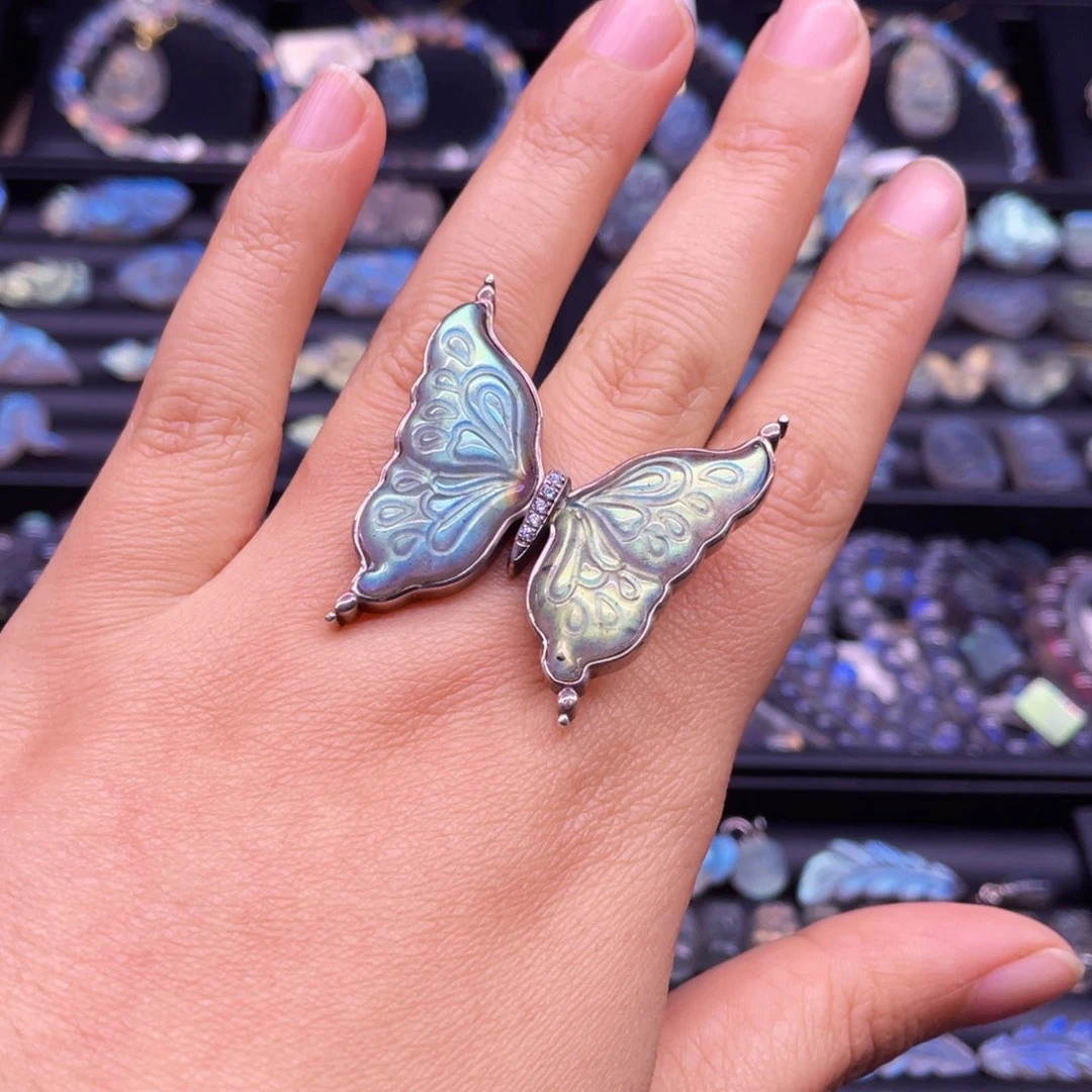 银S925镶嵌戒指拉长石戒指