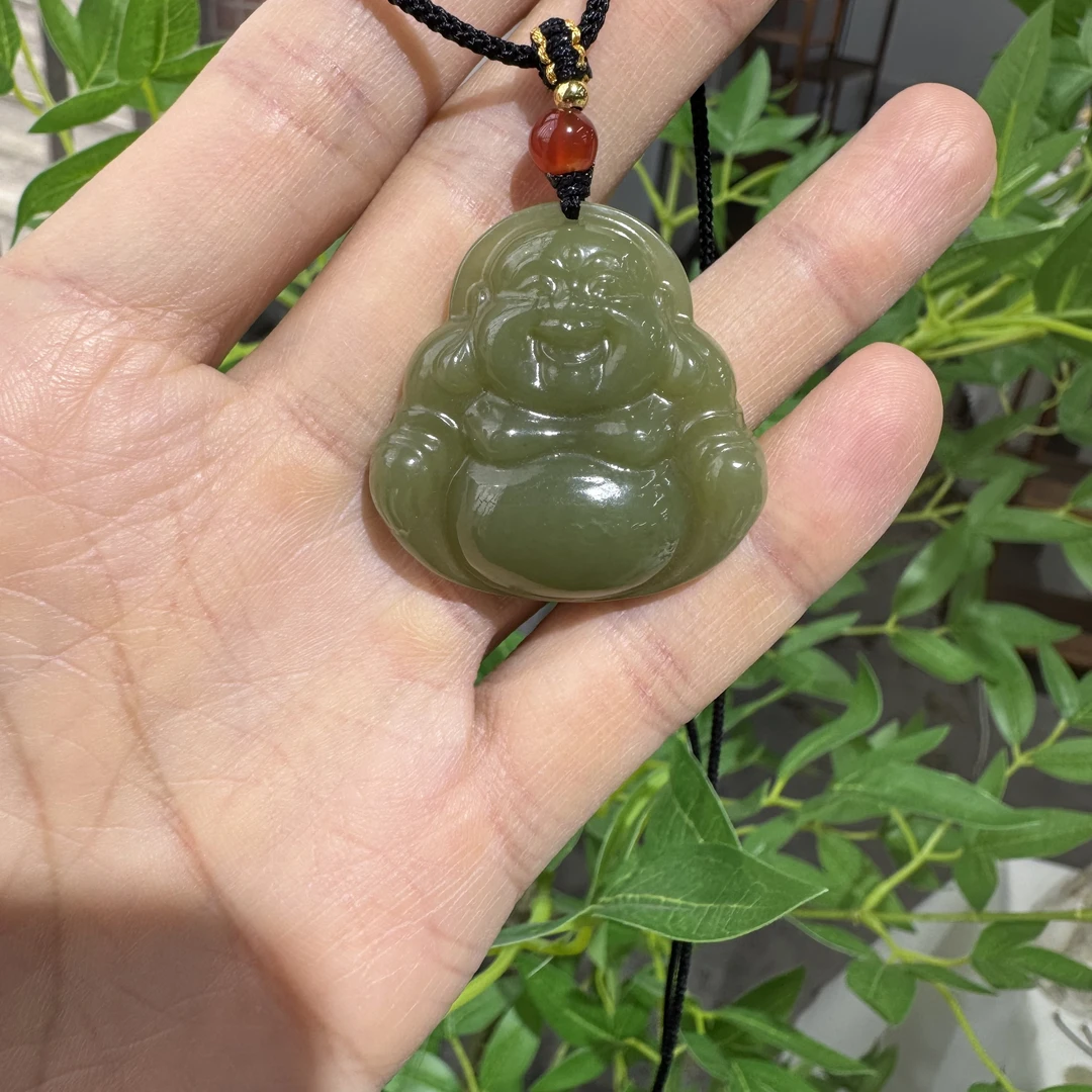 和田玉黄口佛公吊坠35mm珠宝 玉石温润  细腻  挂件 精美  笑佛