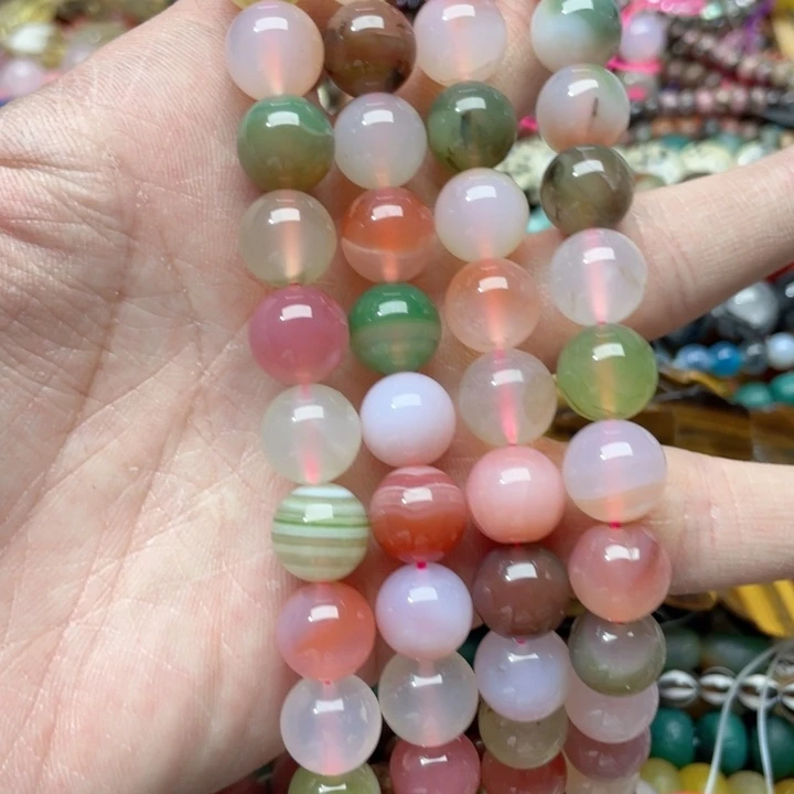 玛瑙/玉髓合金珠宝半成品一条12mm盐源玛瑙