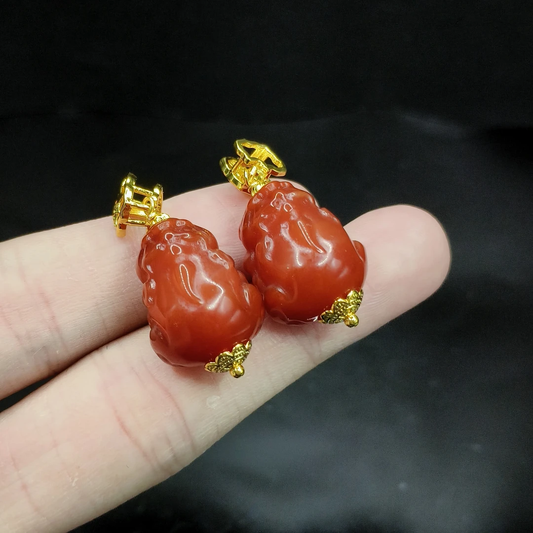 【东北哥精选】柿子红貔貅吊坠赠链X9【多样性发其一】约17-14-13mm