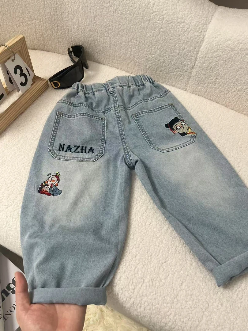 儿童牛仔裤2025夏装新款男女童夏季薄款外穿九分裤男女孩夏款裤子