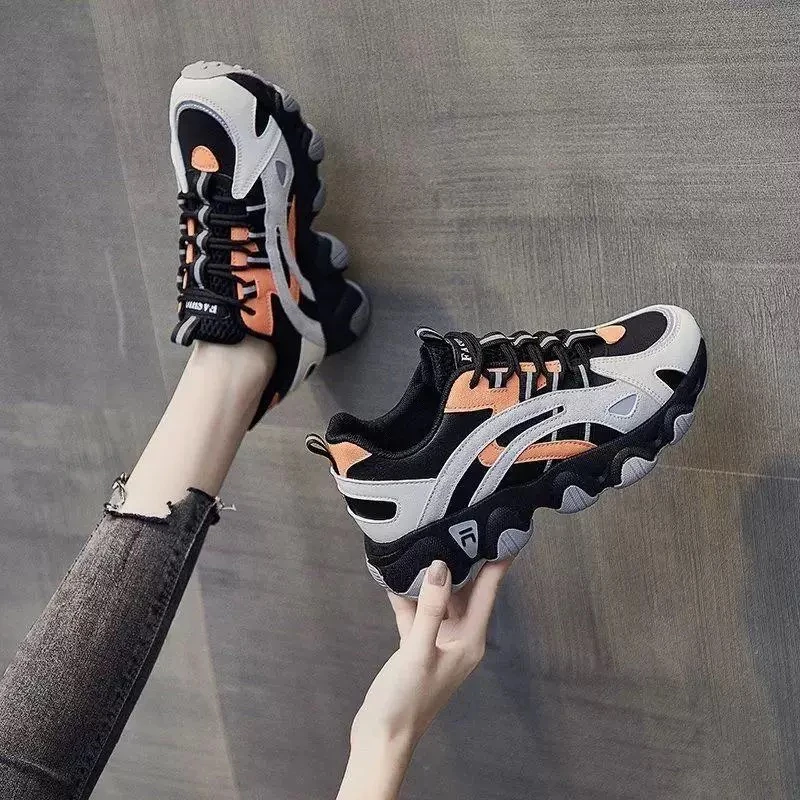 女生秋冬新款休闲时尚百搭厚底运动老爹鞋7029