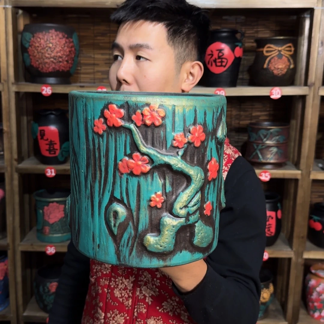 带孔高端浮雕花盆高+口20-20