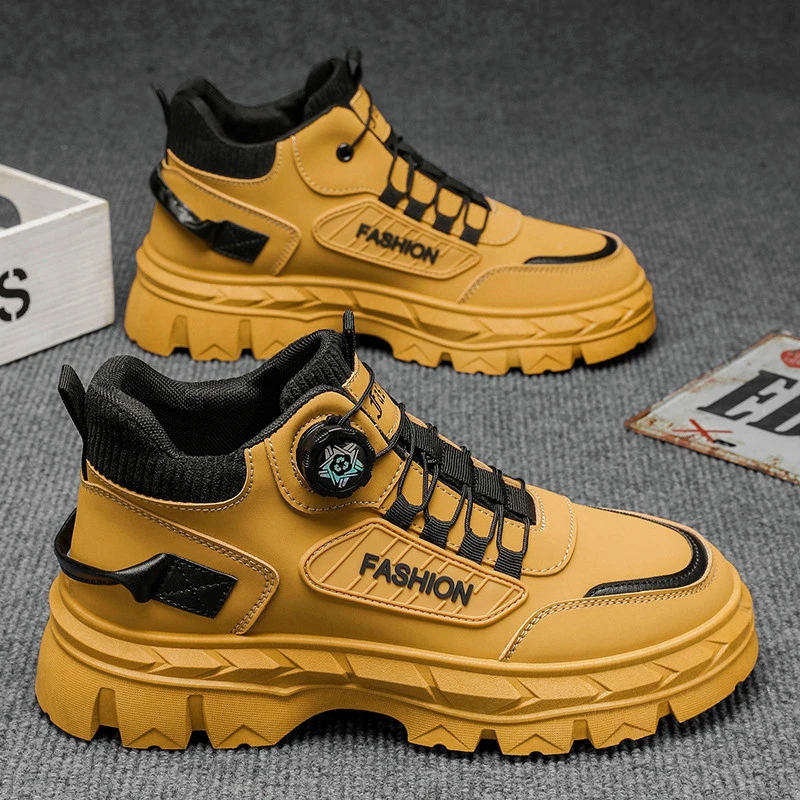 男鞋2025秋季新款高帮休闲运动潮鞋厚底增高防滑户外工装马丁靴子