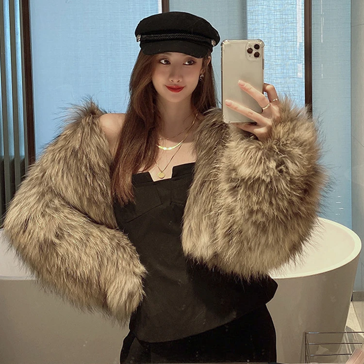 2025秋冬穿搭冬季仿貉子毛皮草外套女短款长袖年轻高奢新款炸街皮