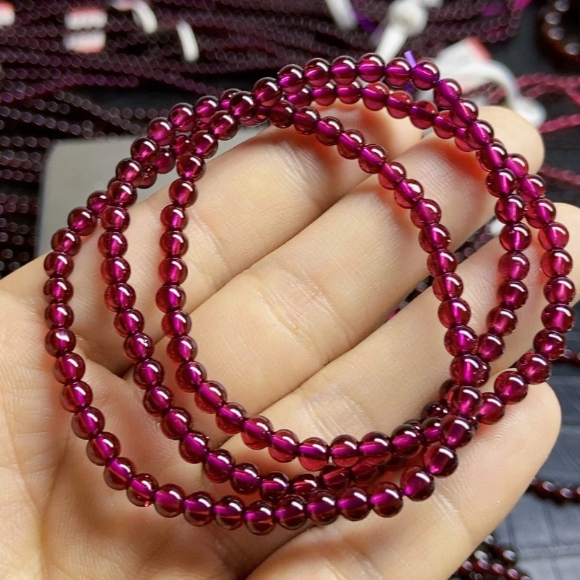 【闪购商品】石榴石（紫牙乌）手链未镶嵌4.5毫米