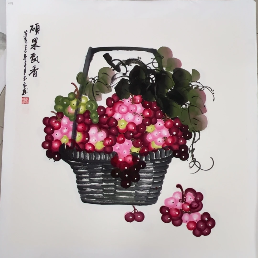 定***栈国画四尺斗方花鸟作品