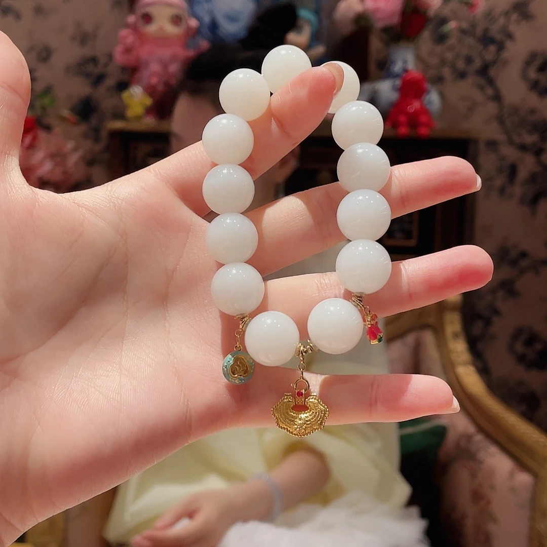 和田玉手串未镶嵌糖*云