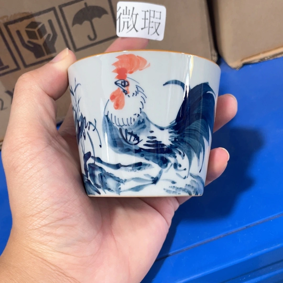 釉下手绘茶具微瑕