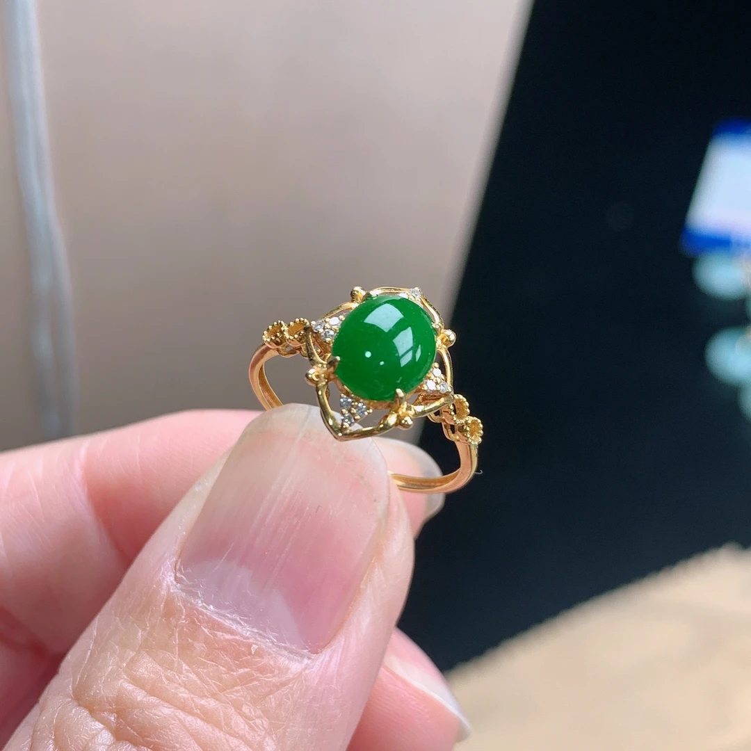 天然缅甸翡翠A货冰种满绿女款时尚百搭显白神器