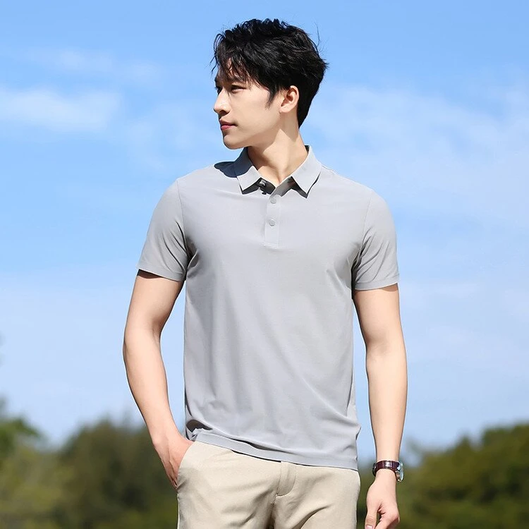 【7A抗菌】【液氨冰丝无痕压胶】夏季冰丝短袖T恤翻领POLO衫男