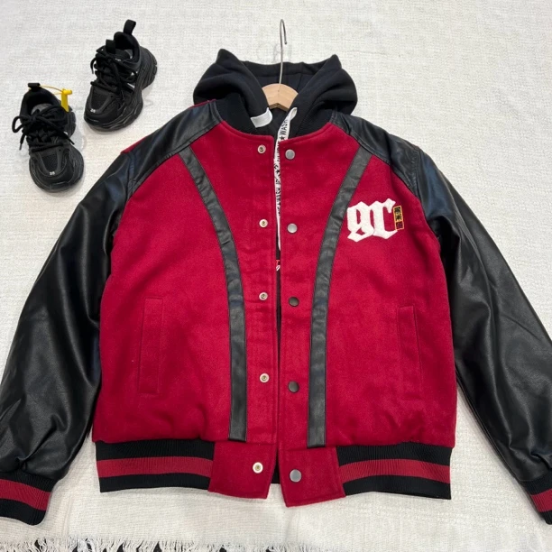 22500高端童装潮牌青少年夹棉呢子棒球服外套W3