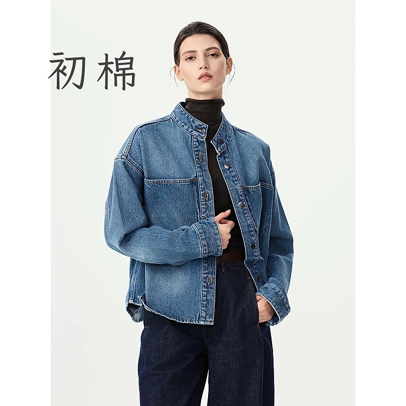 初棉【8.15】复古立领牛仔外套长袖春秋时尚366607009