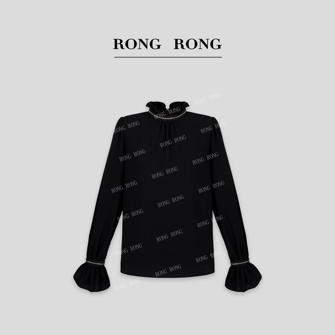 溶溶J【浮山末影】RONGRONG 法式复古宫廷风木耳边女士衬衫 DS3356